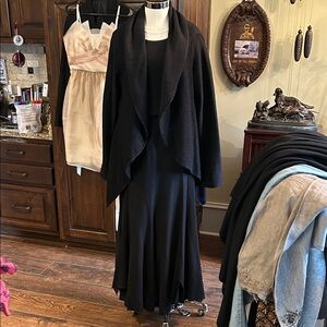 Liisun Sz 14 Maxi 3pc Skirt Set Cowl Cardigan Witchy Black Shawl